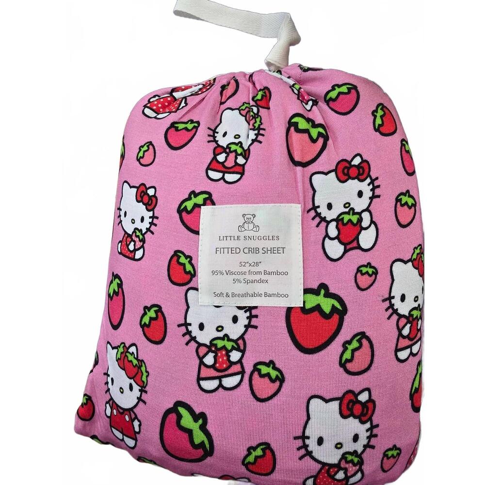 NEW CHARLIES PROJECT girl's hello cutie strawberry crib sheet in pink